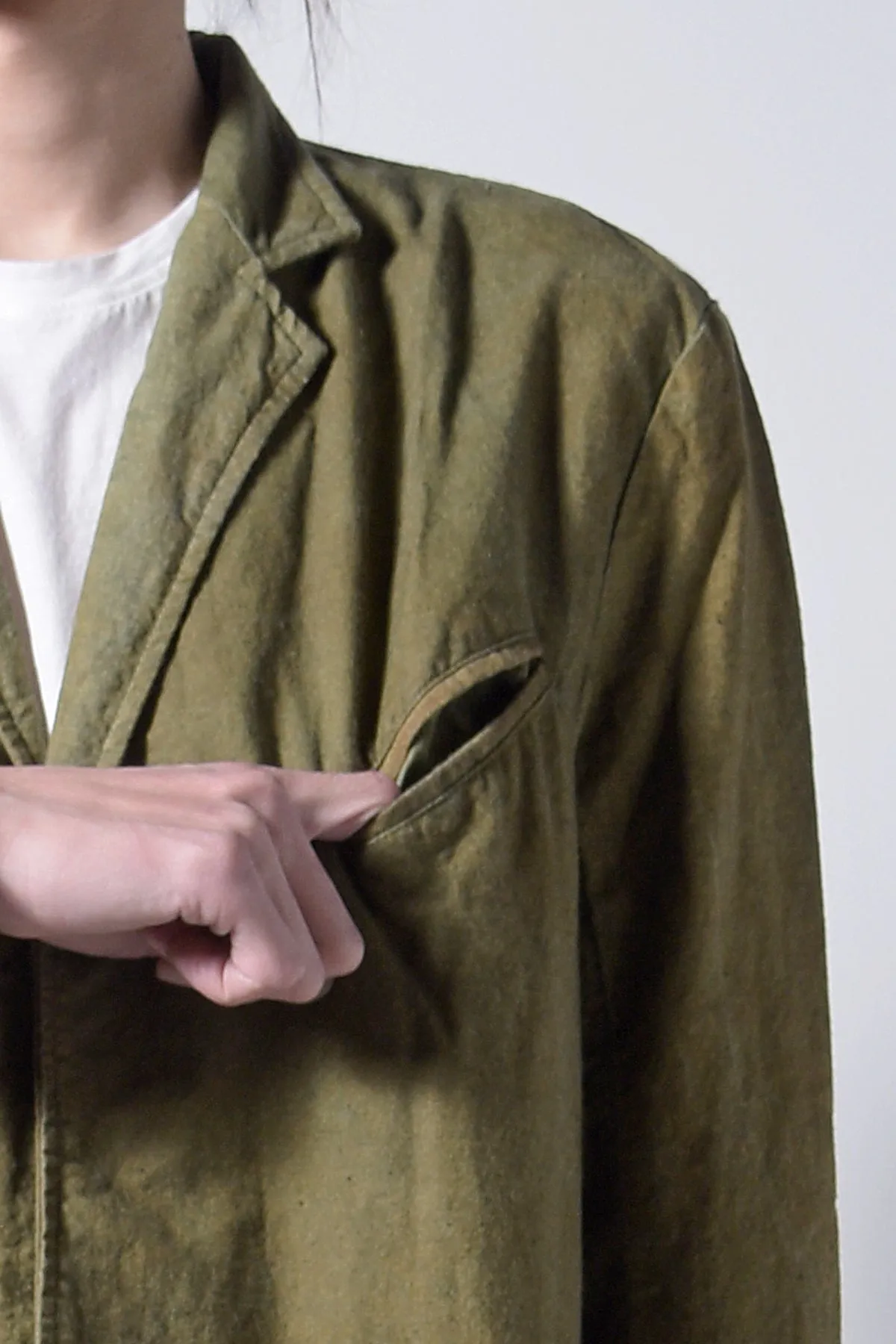 2202-JK05 Side Slit Coat 02 Khaki