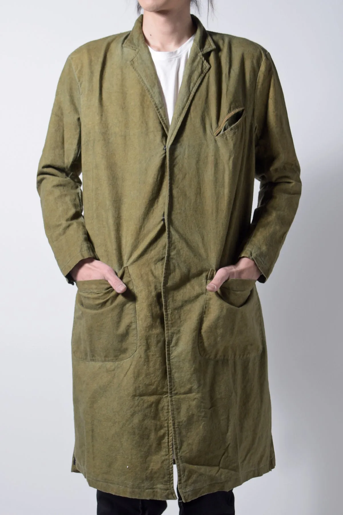 2202-JK05 Side Slit Coat 02 Khaki