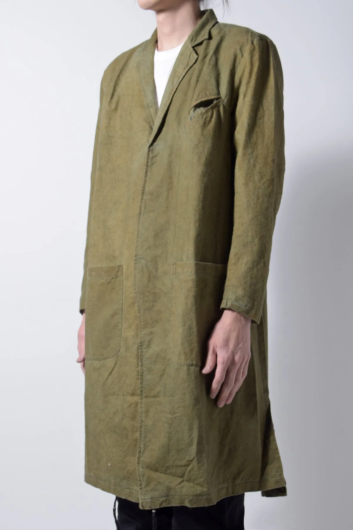 2202-JK05 Side Slit Coat 02 Khaki