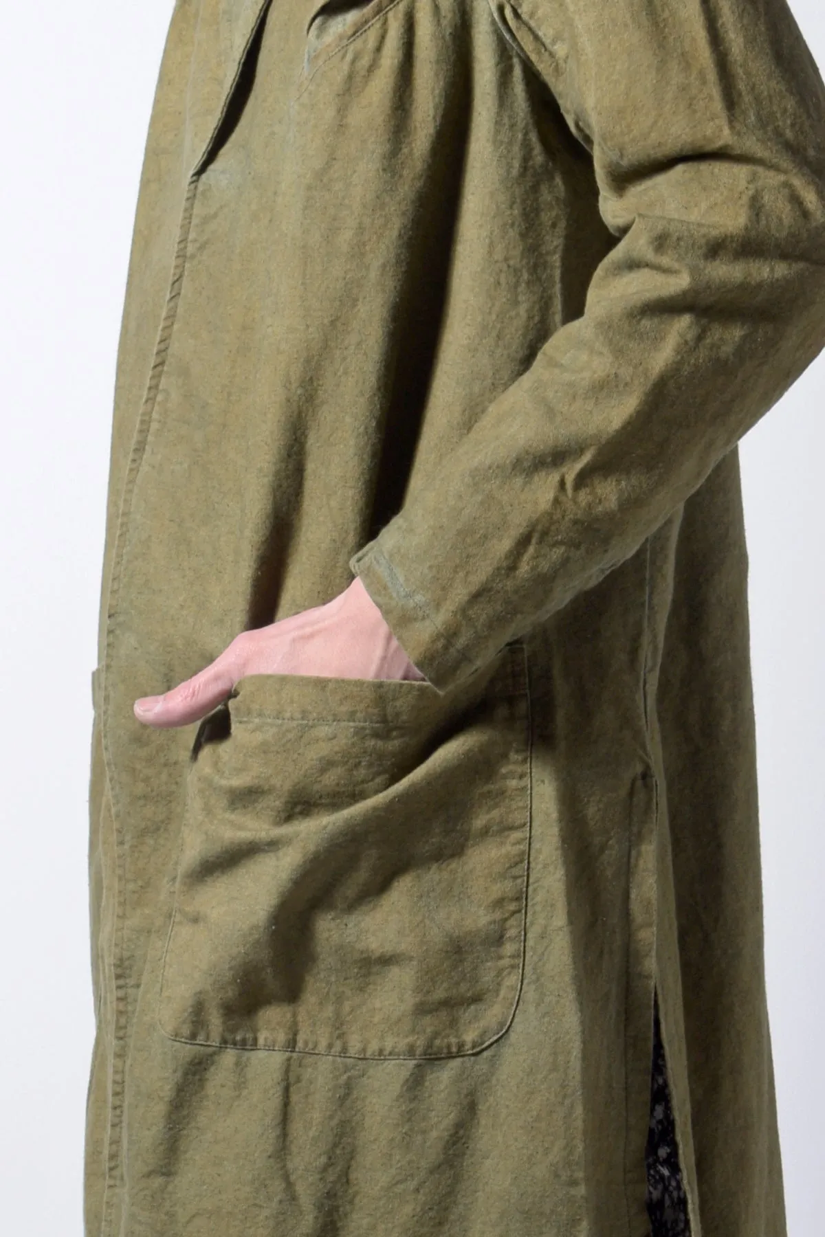 2202-JK05 Side Slit Coat 02 Khaki
