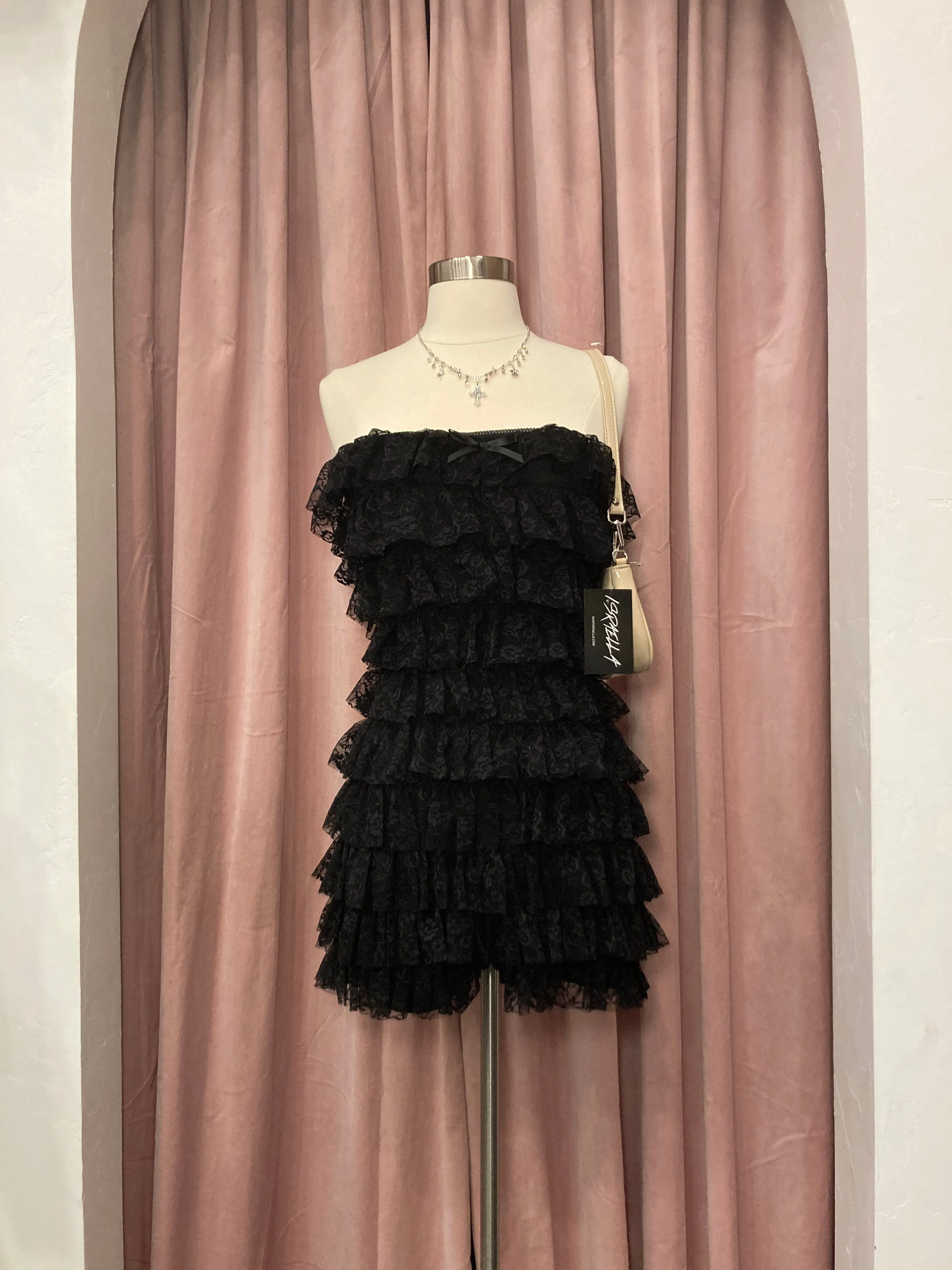 Anaya Lace Tube Romper (Black)