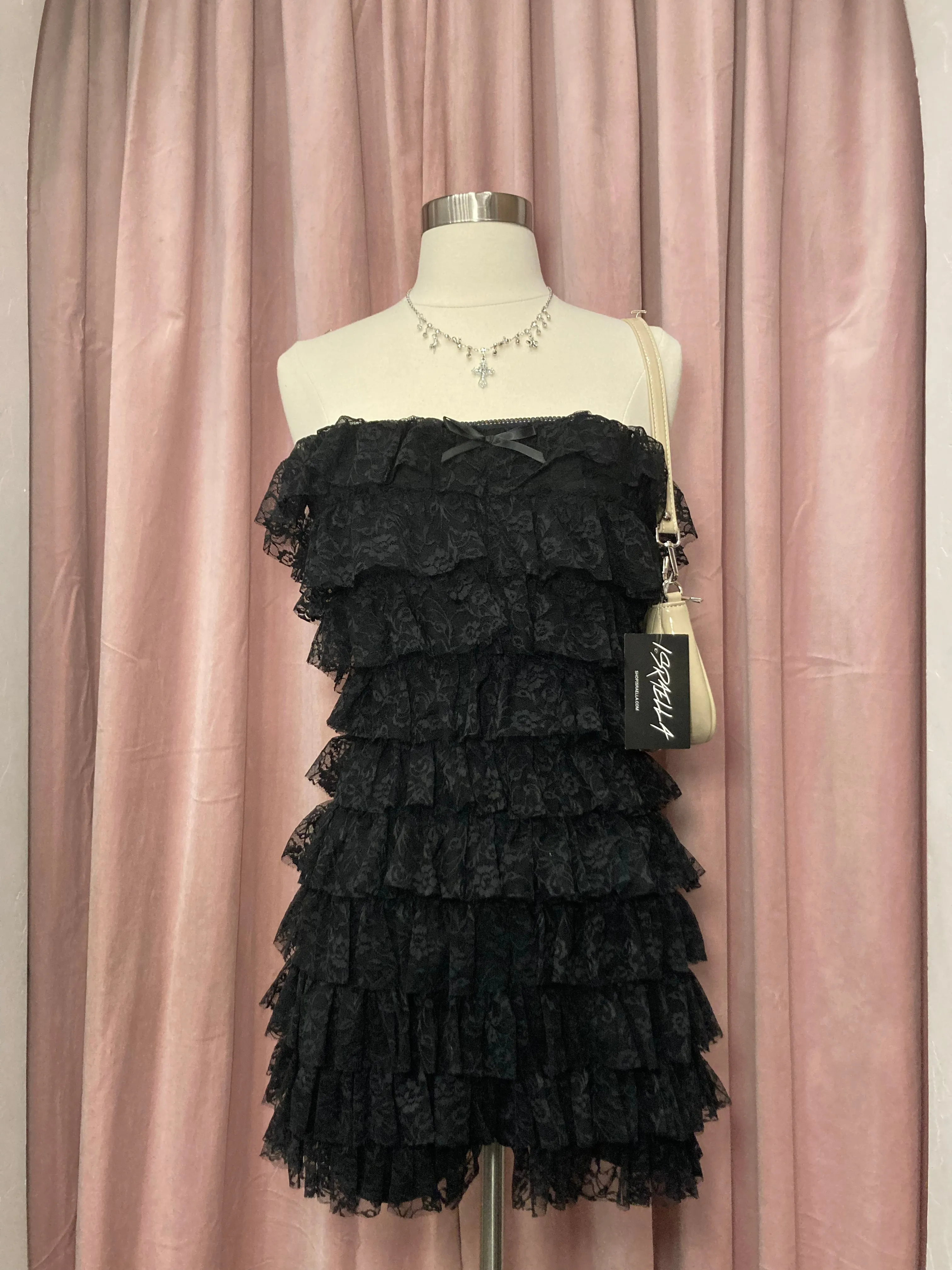Anaya Lace Tube Romper (Black)
