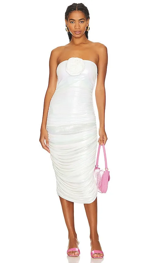 Bahia Maria Roxanne Midi Dress in White