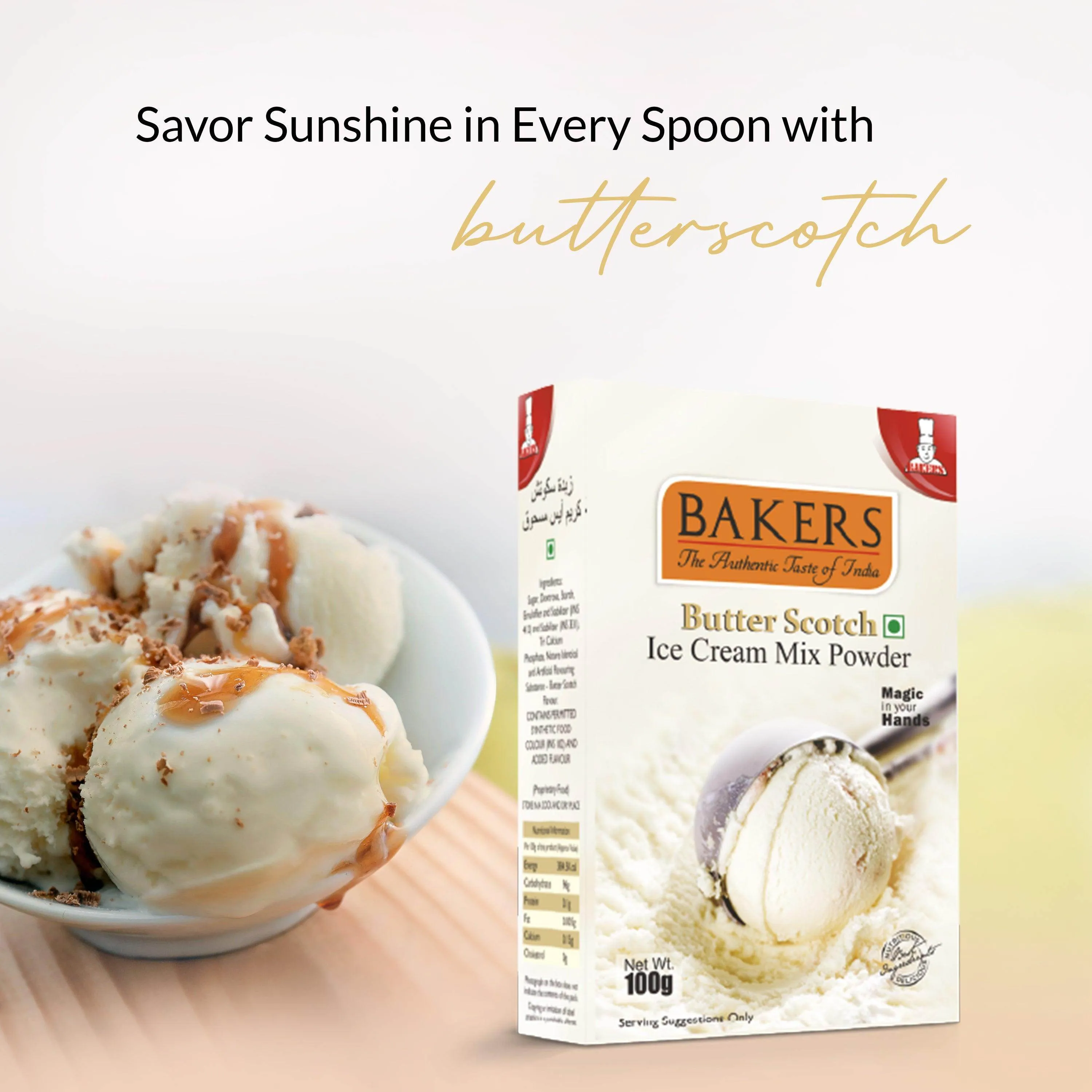 BAKERS Ice Cream Mix Powder Butter Scotch Flavour