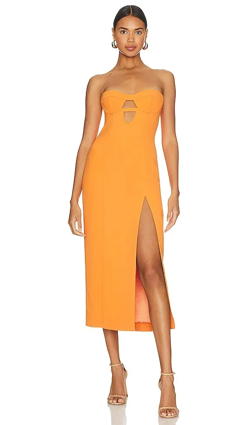 Bardot Brisa Midi Dress in Orange