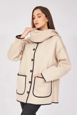 Belted Scarf Cachet Jacket - Beige