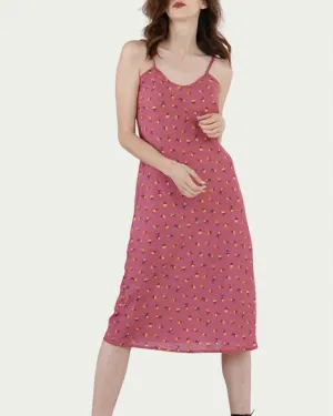 Bias Floral-Print Midi Slip Dress in Rose | Rose