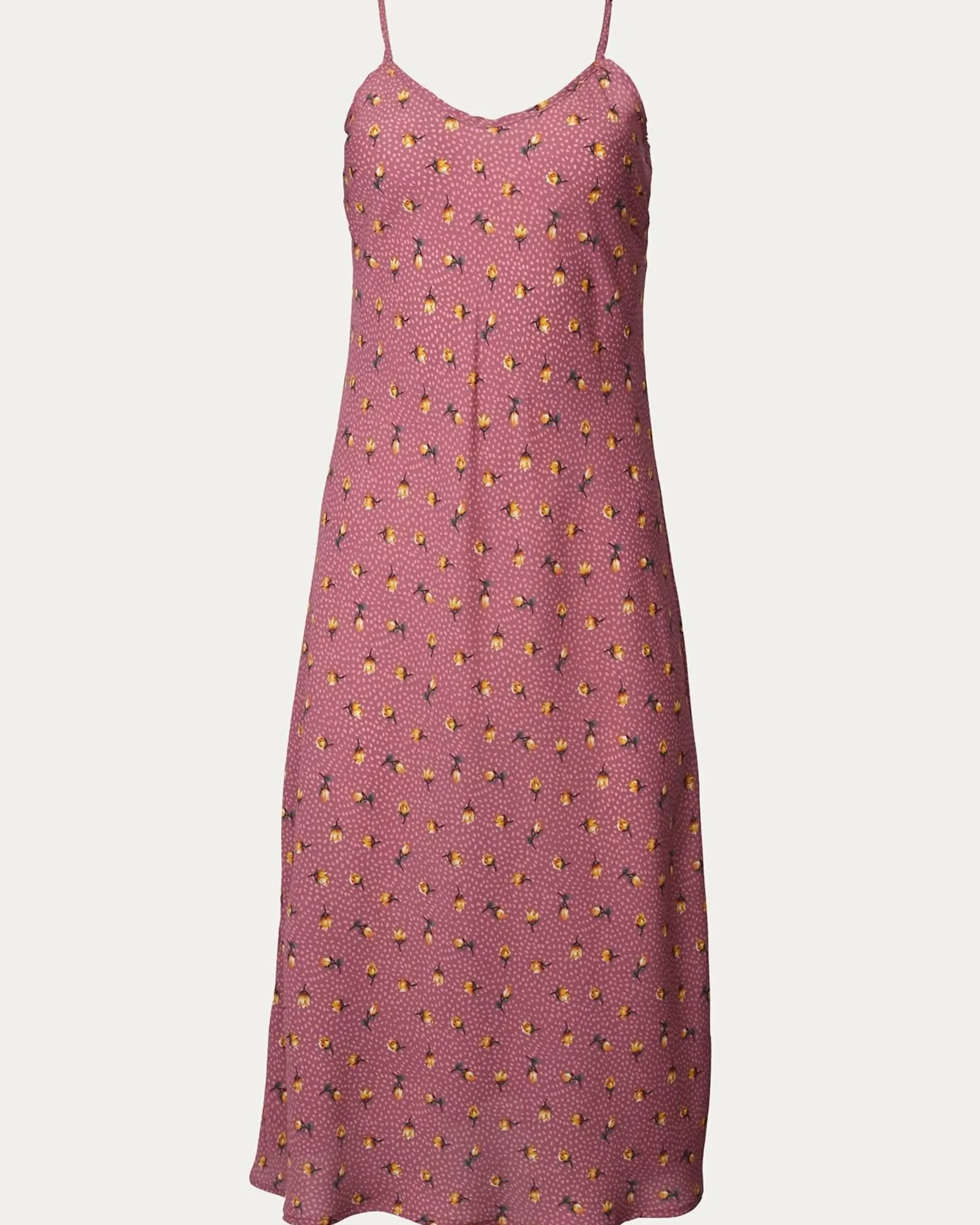 Bias Floral-Print Midi Slip Dress in Rose | Rose