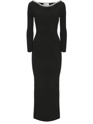 Black Ribbed Slip-On Bodycon Dress