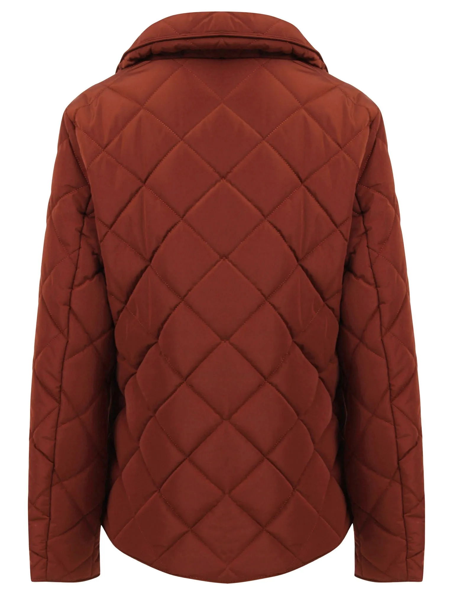 Braintree Funnel Neck Diamond Quilted Puffer Jacket In Smoked Paprika - Tokyo Laundry
