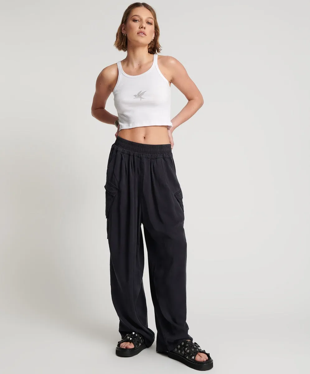 Charcoal Tencel Parachute Pants - Charcoal