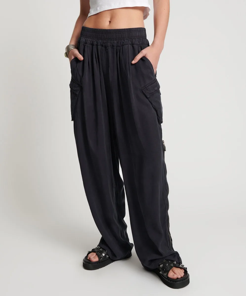 Charcoal Tencel Parachute Pants - Charcoal
