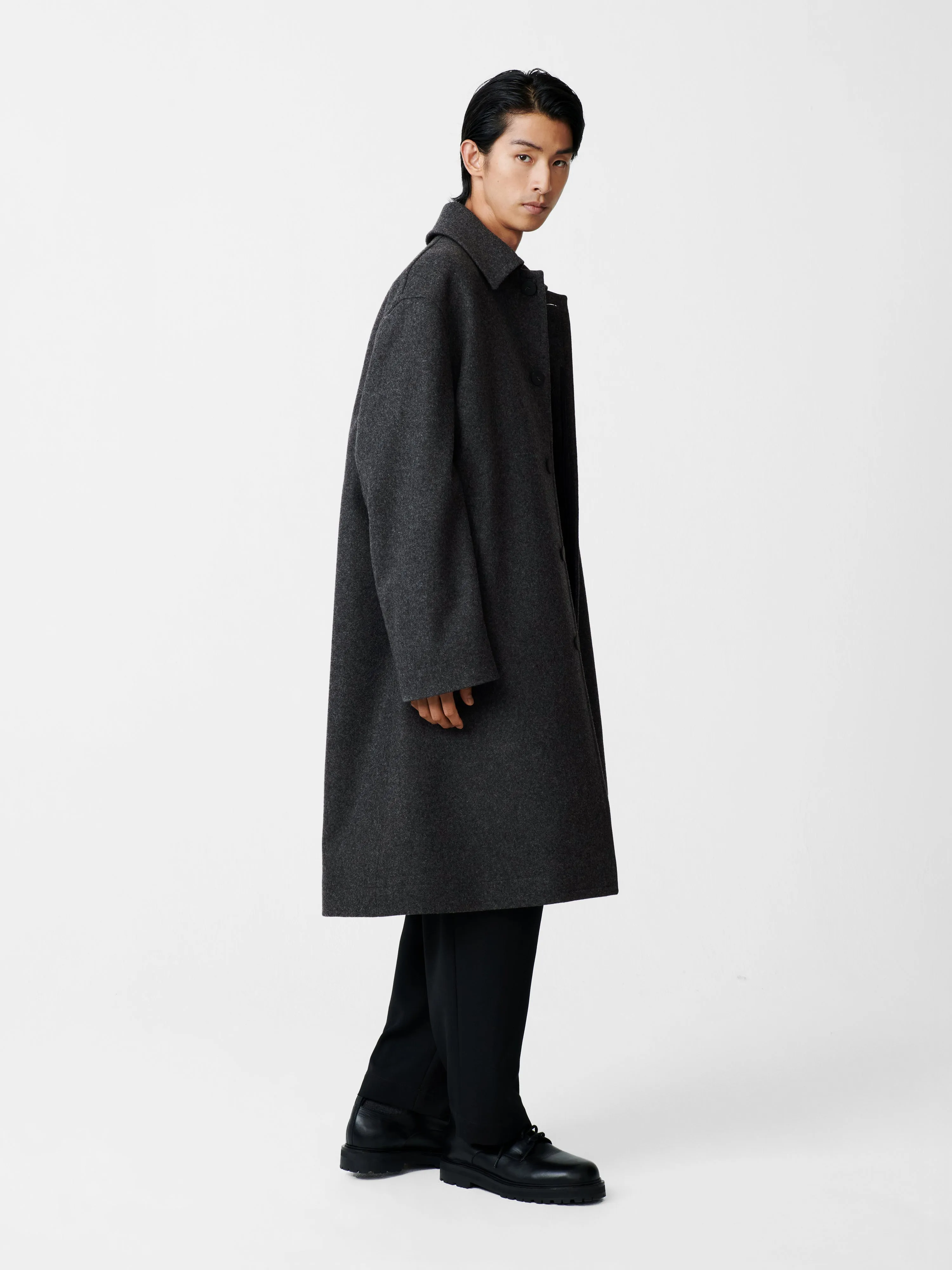 COVER COAT IN CHARCOAL MARL