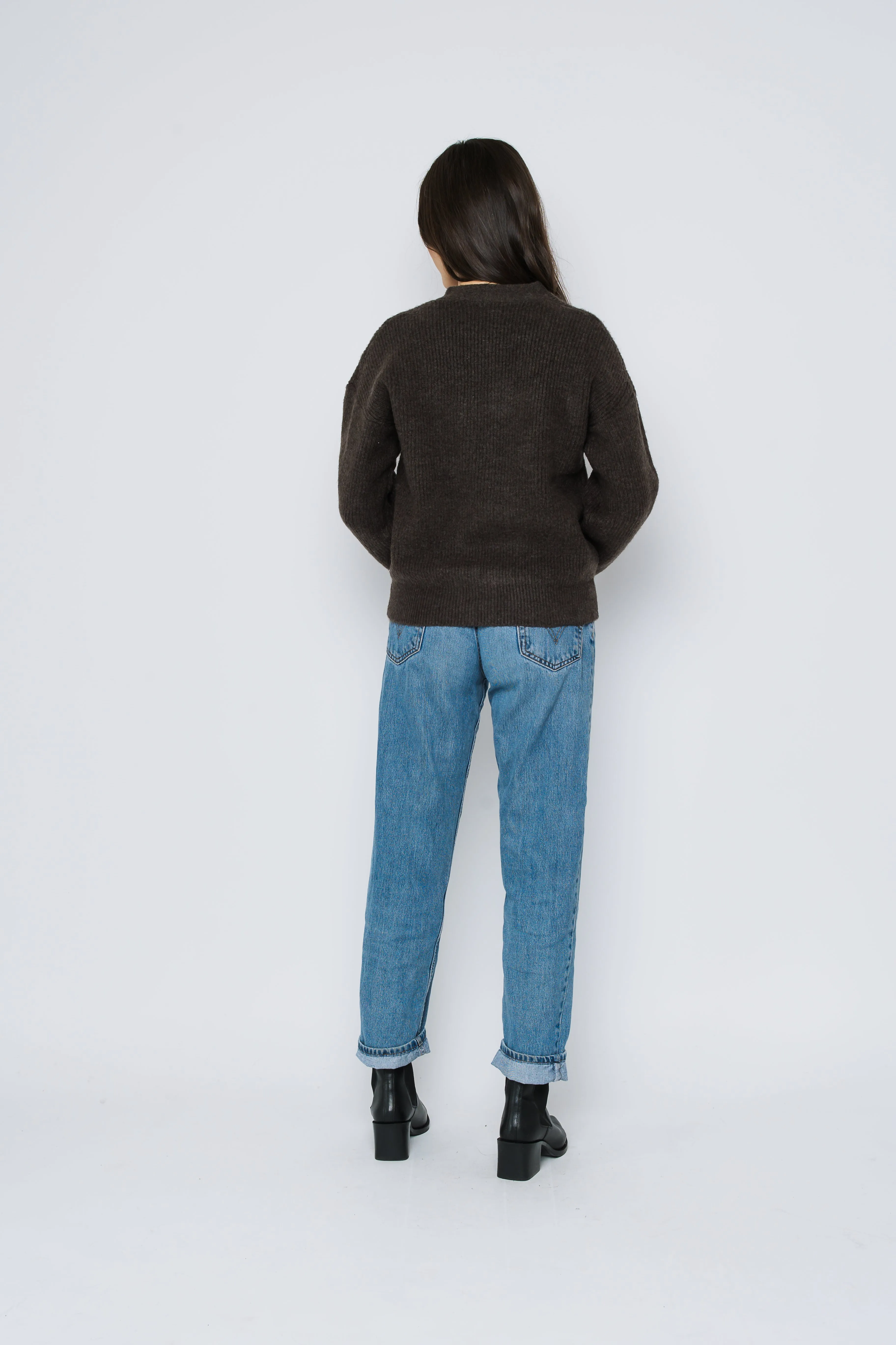 Crystal-Button Front Cardigan