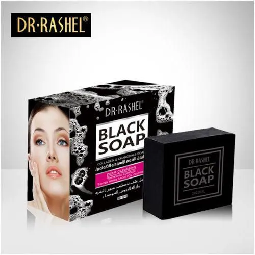 Dr Rashel black soap collagen charcoal soap deep cleansing whitening complex 100g DRL-1348