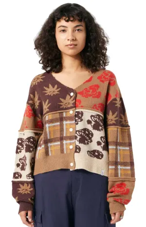 Eco-Inspired Patchwork Cardigan - Brown