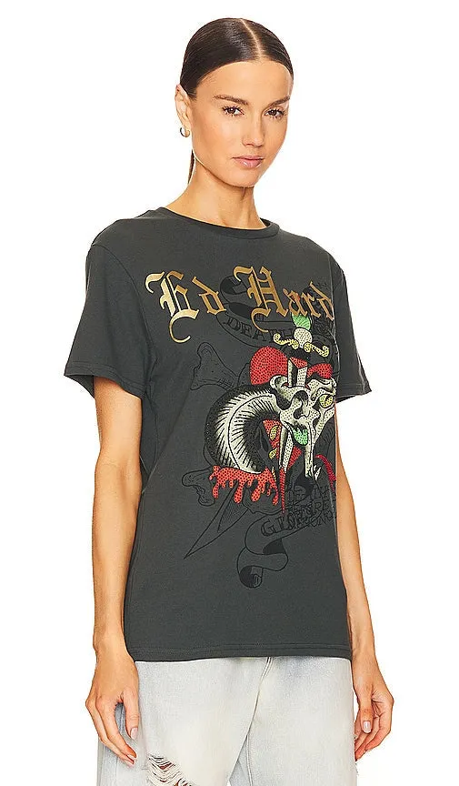 Ed Hardy Dagger Snake Tee in Charcoal