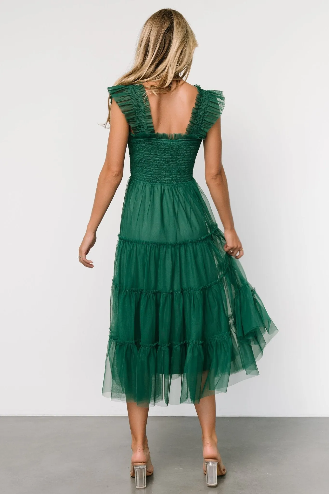 Emma Smocked Tulle Dress | Emerald