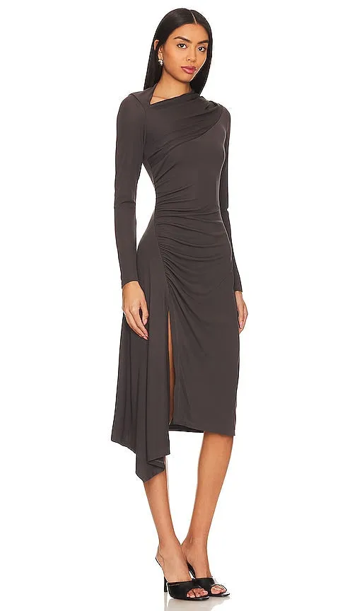 Enza Costa Matte Jersey Slash Dress in Charcoal