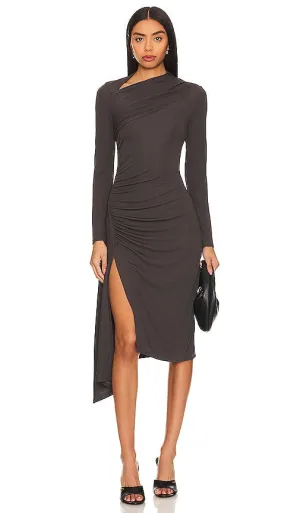 Enza Costa Matte Jersey Slash Dress in Charcoal