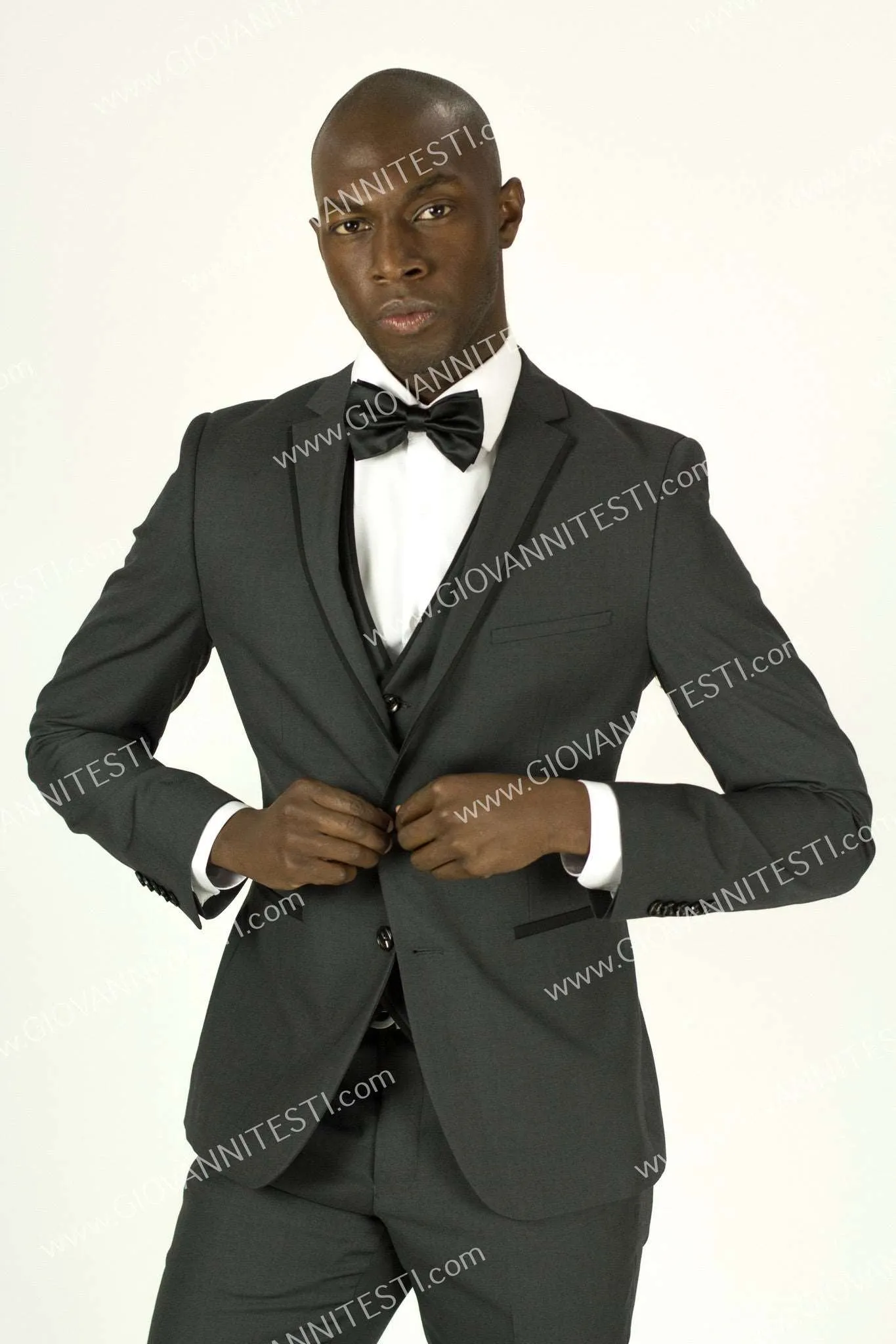 Fabio Fabrinni 2 Button 3 Piece Charcoal Slim Fit Suit with Taping FF2NAV-1230 CHARCOAL