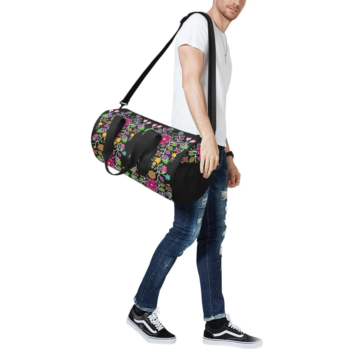 Floral Beadwork Duffle Bag