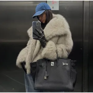 Fur Turndown Stylish Collar Coat