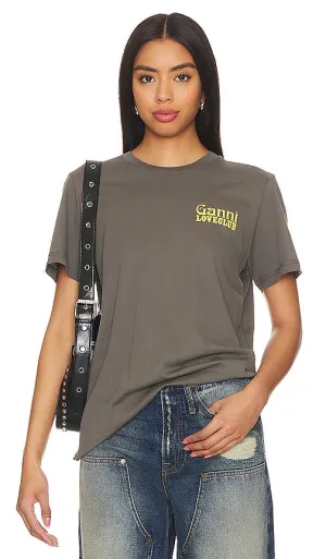Ganni Loveclub Relaxed T-Shirt in Charcoal