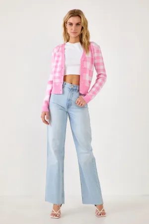 Gingham Knit Cardigan