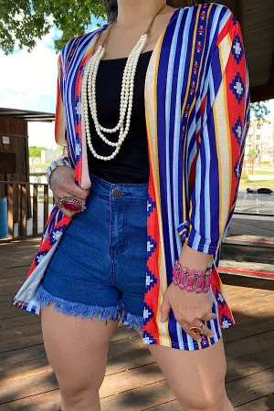 GJQ5648 Multicolor AZTEC printed cardigan (DS12)