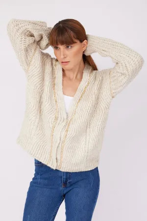 GOLD CHAIN DETAIL CARDIGAN