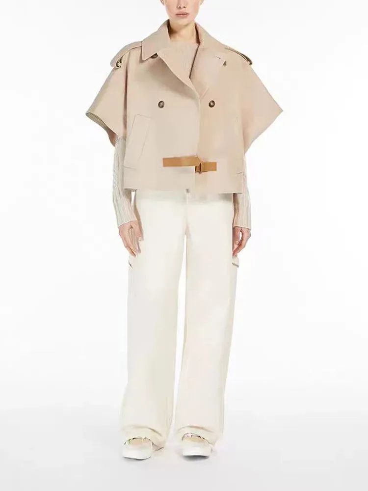 lapel double-breasted cloak short jackets