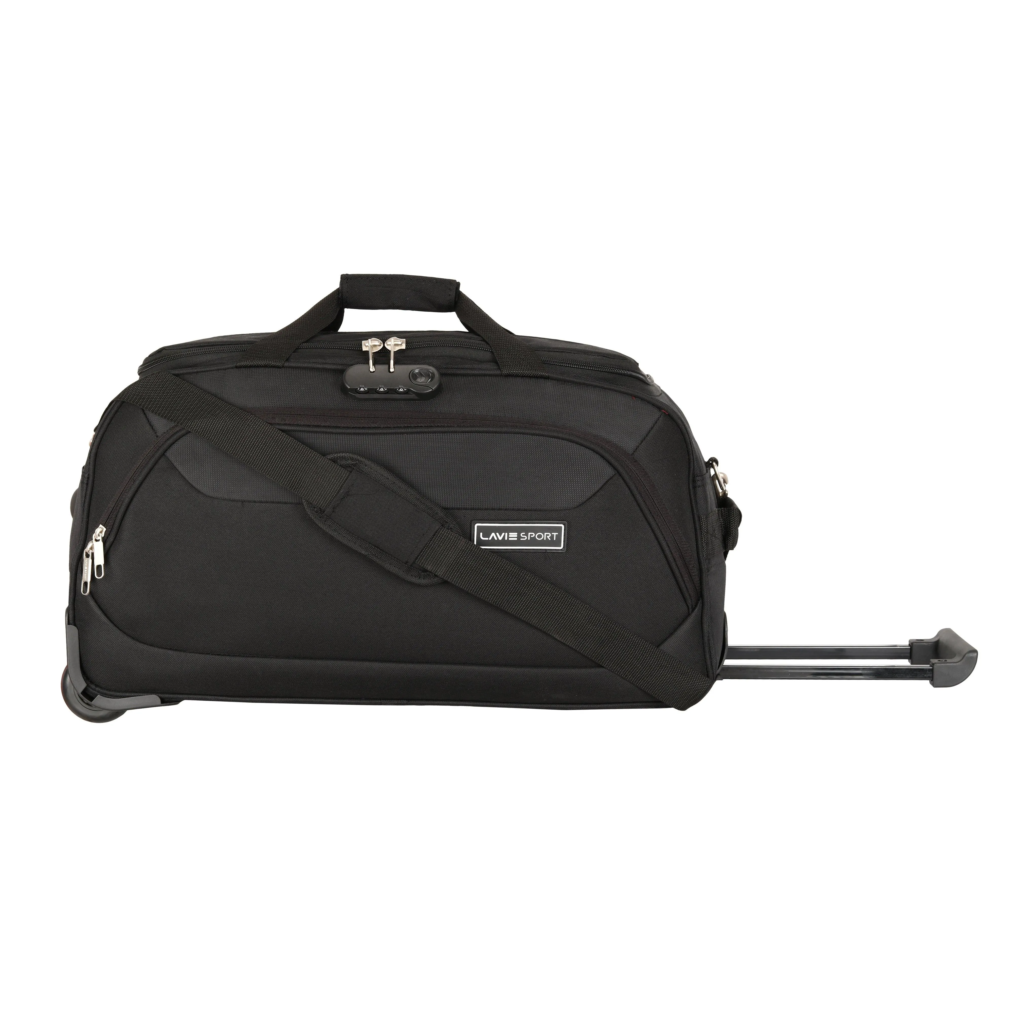 Lavie Sport 57 cms Anti-theft Voyage Wheel Duffle Bag| Trolley Bag Black
