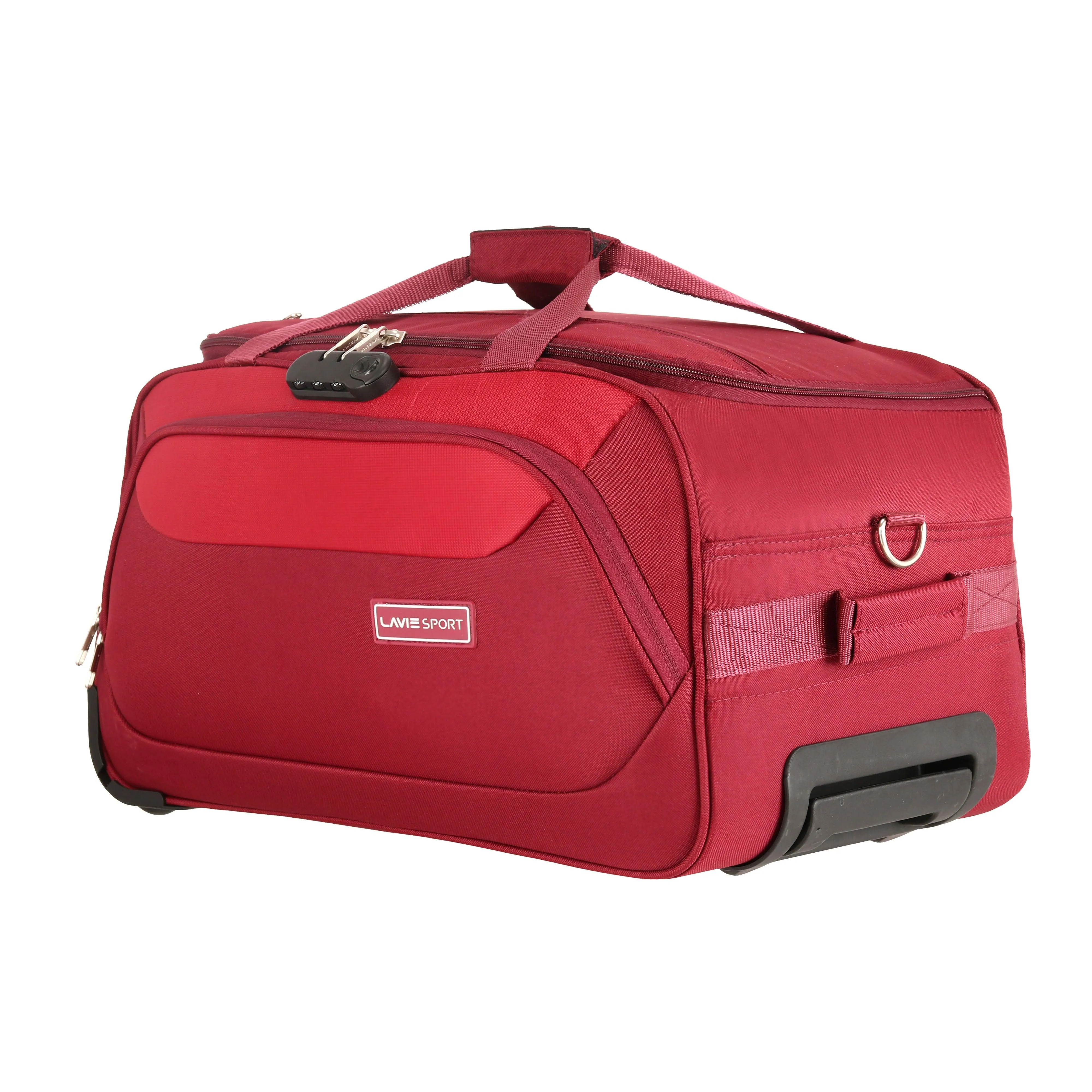 Lavie Sport 57 cms Anti-theft Voyage Wheel Duffle Bag | Trolley Bag Maroon