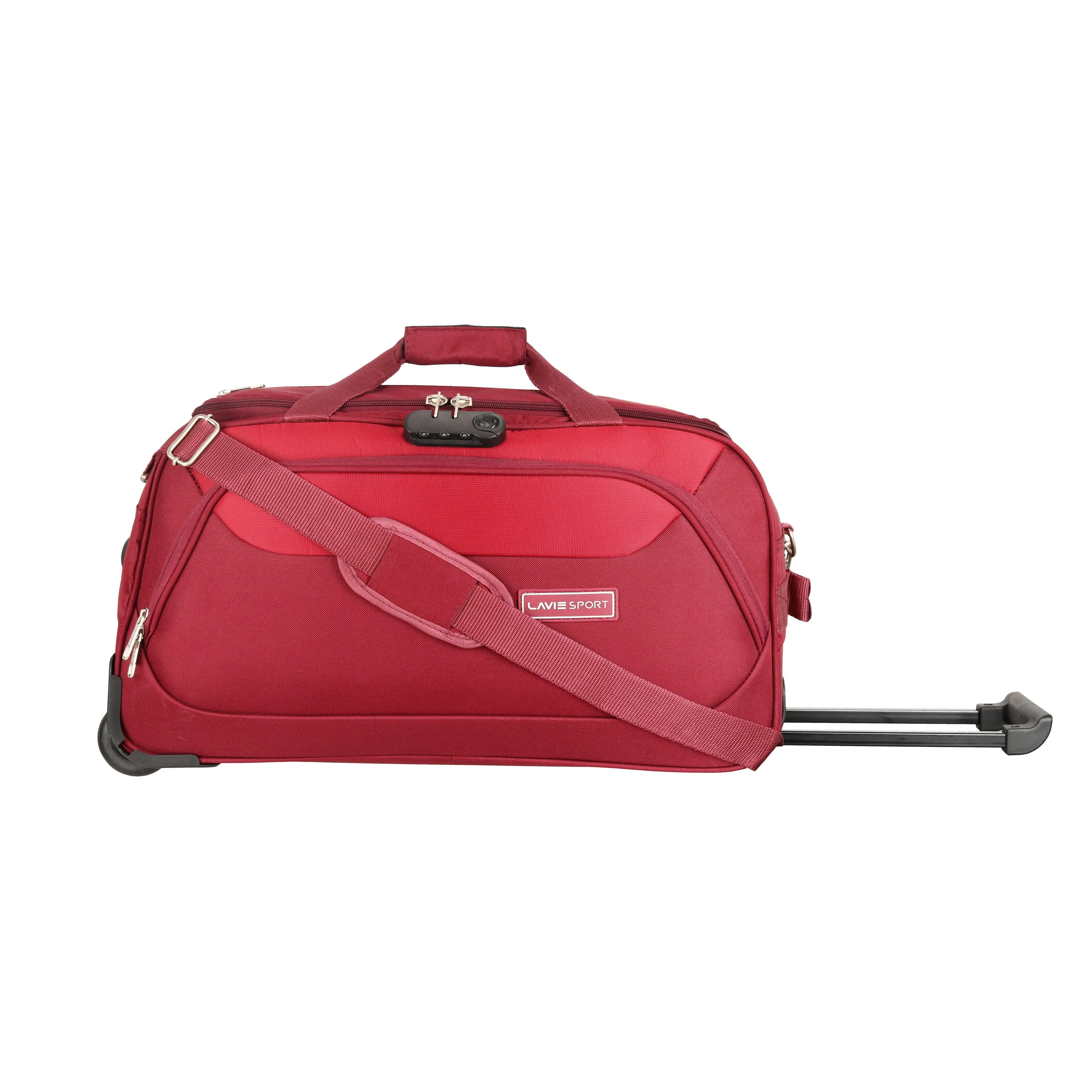 Lavie Sport 57 cms Anti-theft Voyage Wheel Duffle Bag | Trolley Bag Maroon