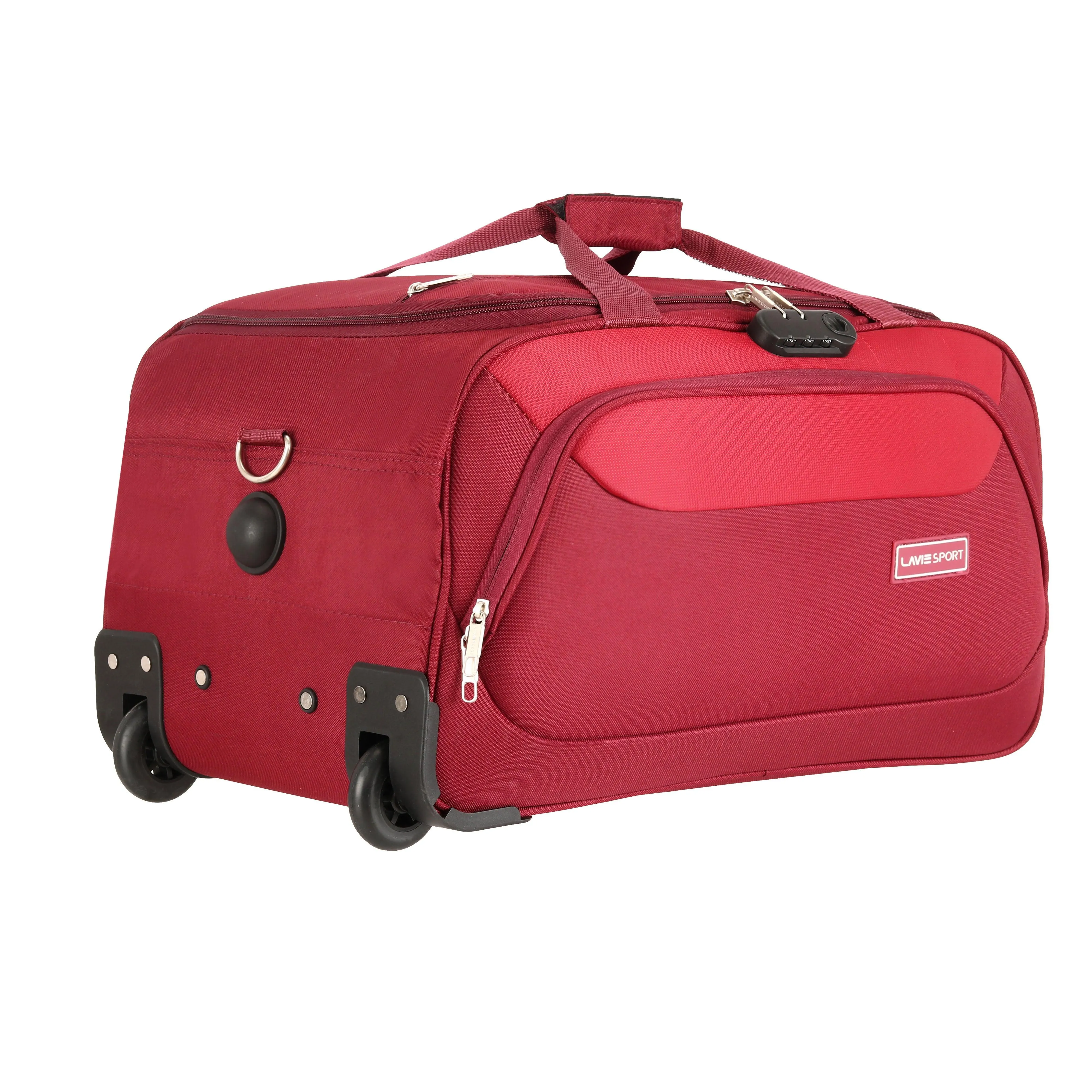 Lavie Sport 57 cms Anti-theft Voyage Wheel Duffle Bag | Trolley Bag Maroon