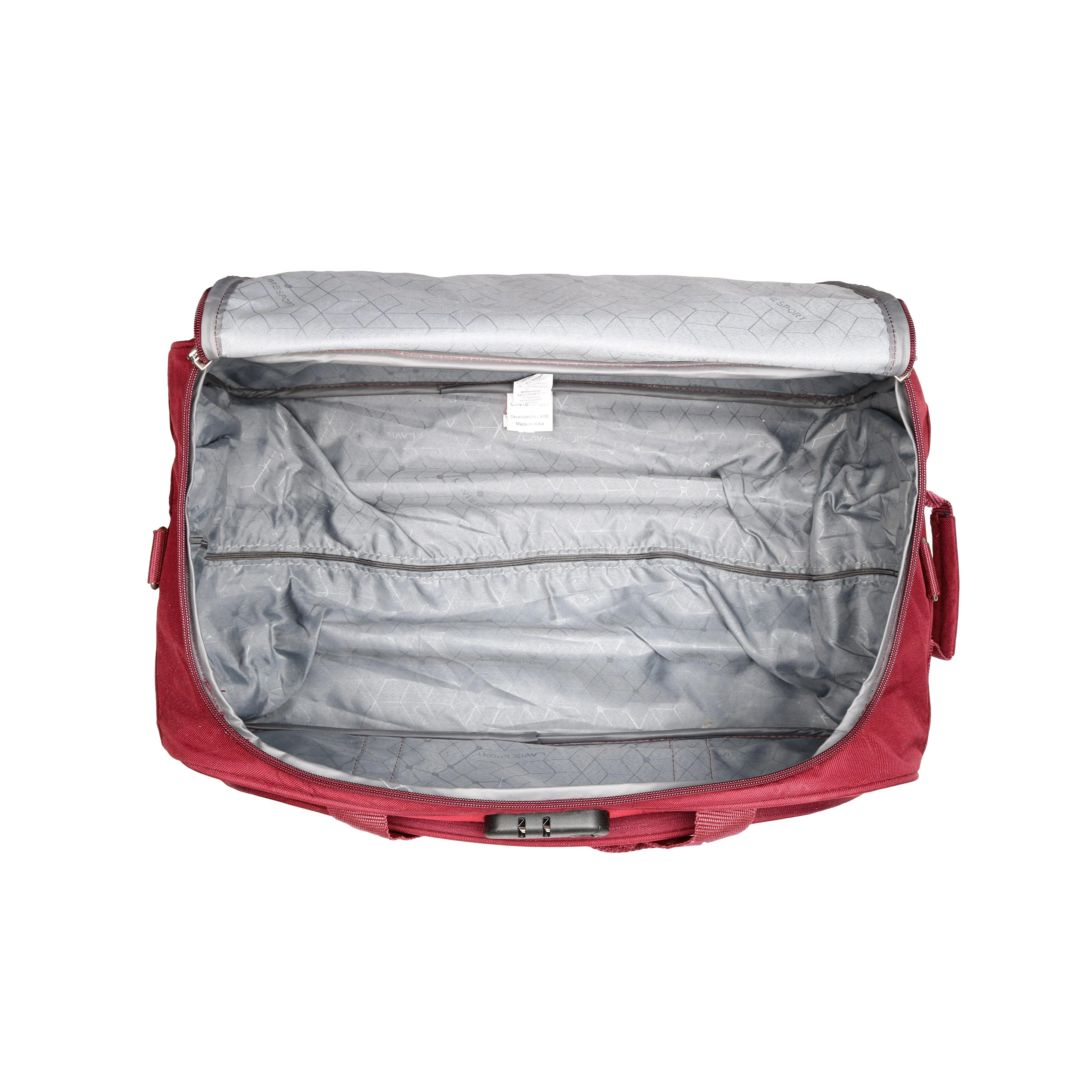 Lavie Sport 57 cms Anti-theft Voyage Wheel Duffle Bag | Trolley Bag Maroon