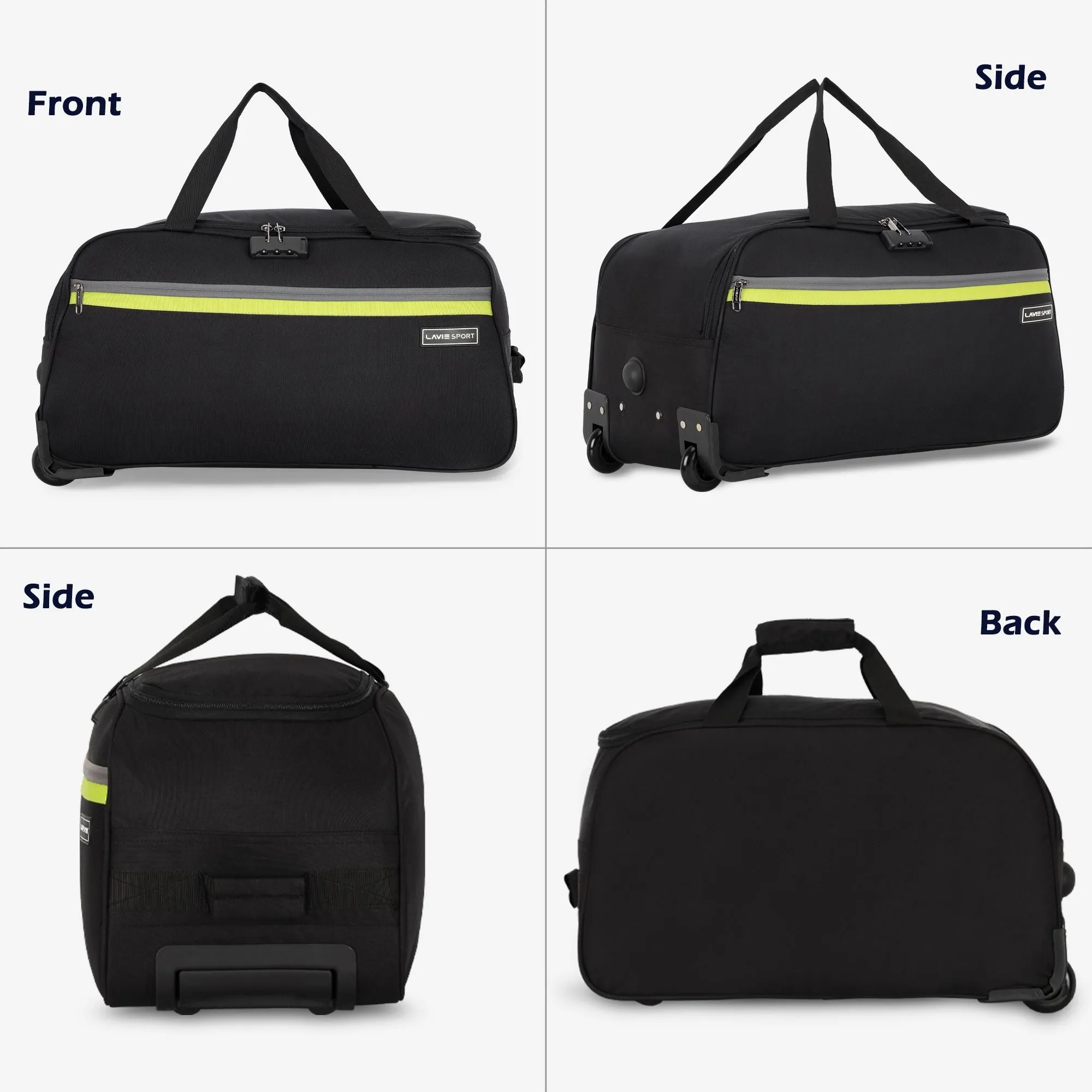 Lavie Sport Victor Large Size 63 cms Victor Combi Anti-theft Wheel Duffle Bag Black