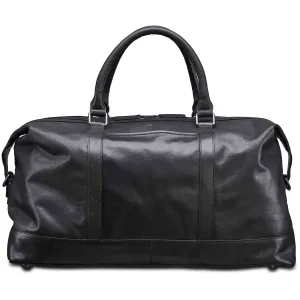 Mancini Leather Carry-on Duffle Bag, 20" x 10" x 12", Black