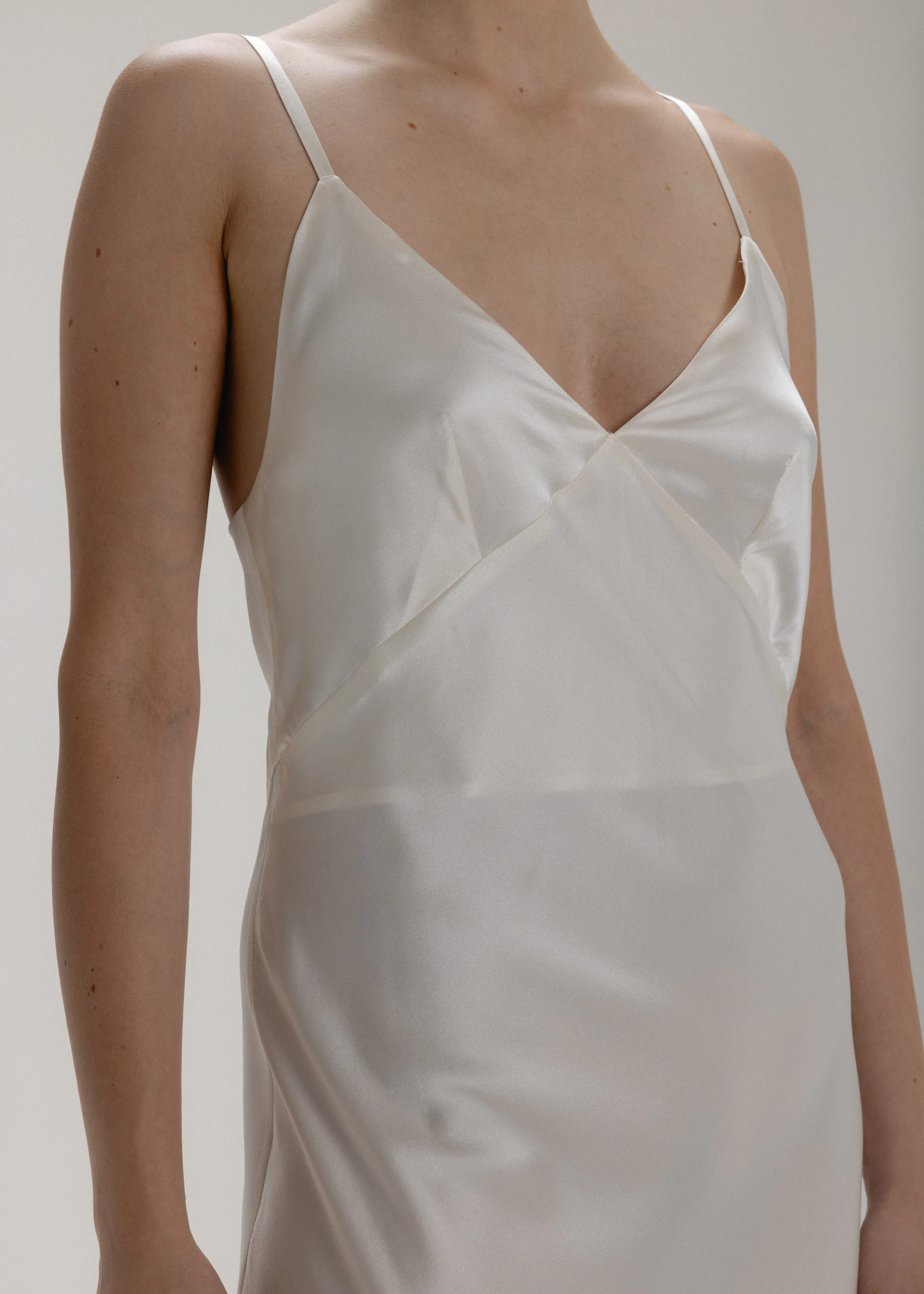 Maxi Silk Slip Dress in Milk White