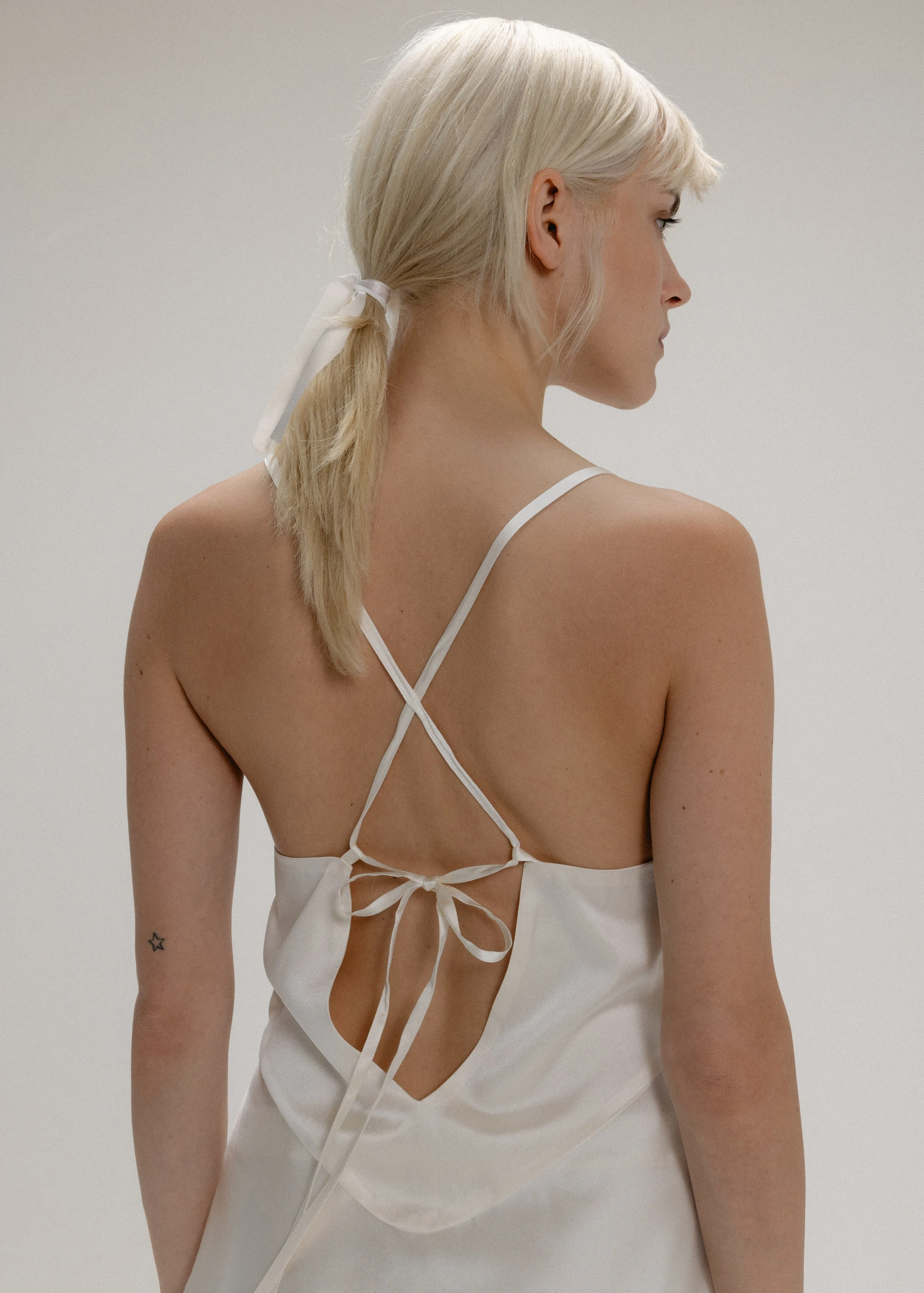 Maxi Silk Slip Dress in Milk White
