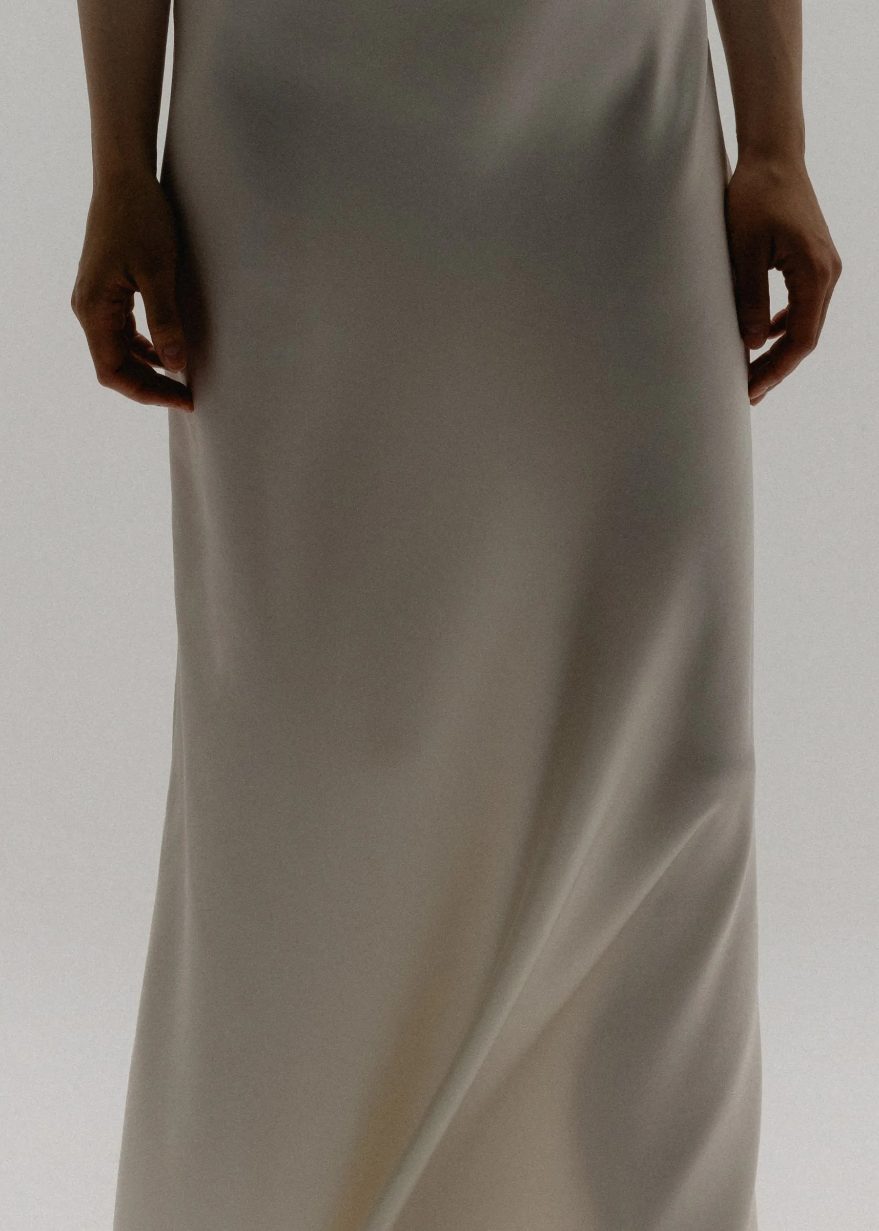Maxi Silk Slip Dress in Milk White