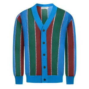 Men's blue vintage striped sweater coat