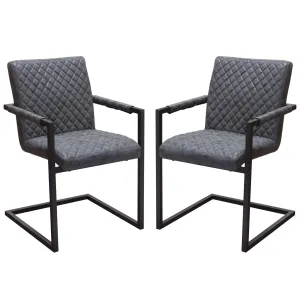Nolan 2-Pack Dining Chairs in Charcoal Diamond Tufted Leatherette on Charcoal Powder Coat Frame by Diamond Sofa