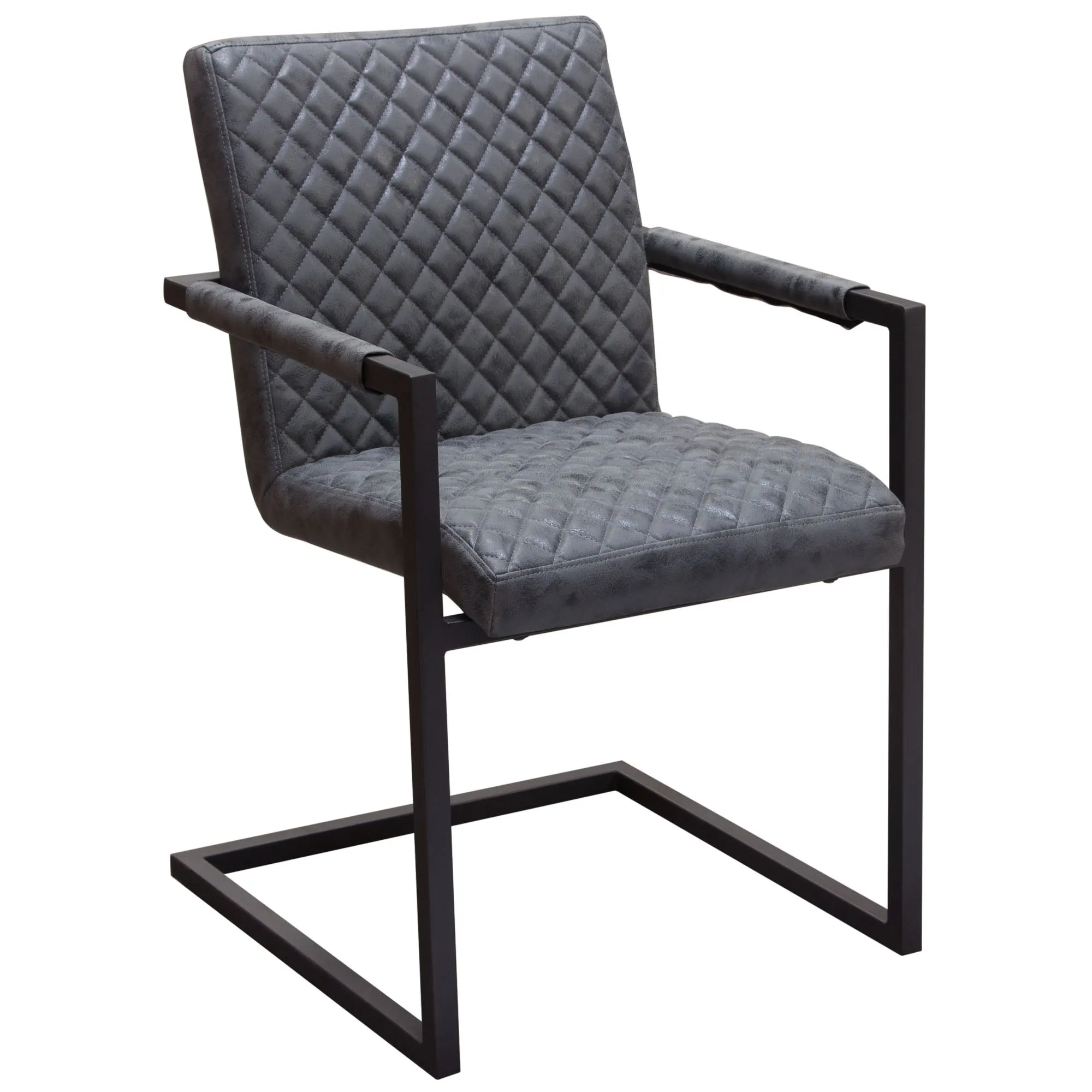 Nolan 2-Pack Dining Chairs in Charcoal Diamond Tufted Leatherette on Charcoal Powder Coat Frame by Diamond Sofa