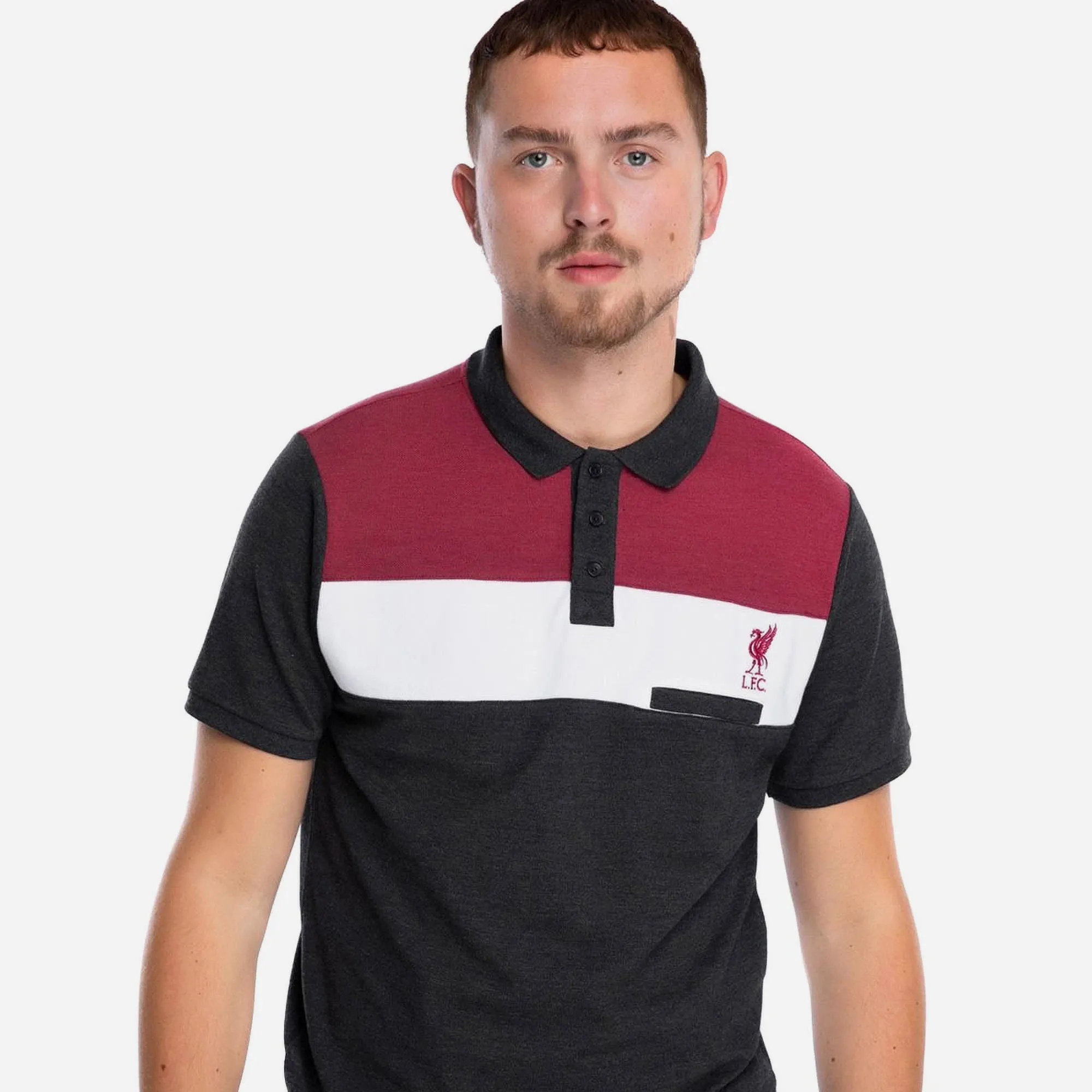 Áo Polo Nam Lfc Charcoal Marl Colour Block - Xám