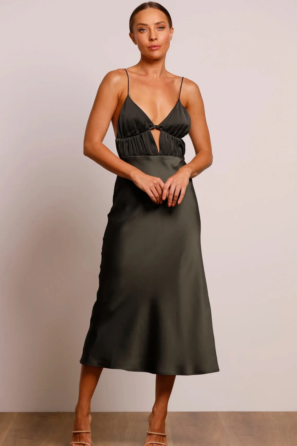 Pasduchas Pinnacle Slip Midi Dress - Combat