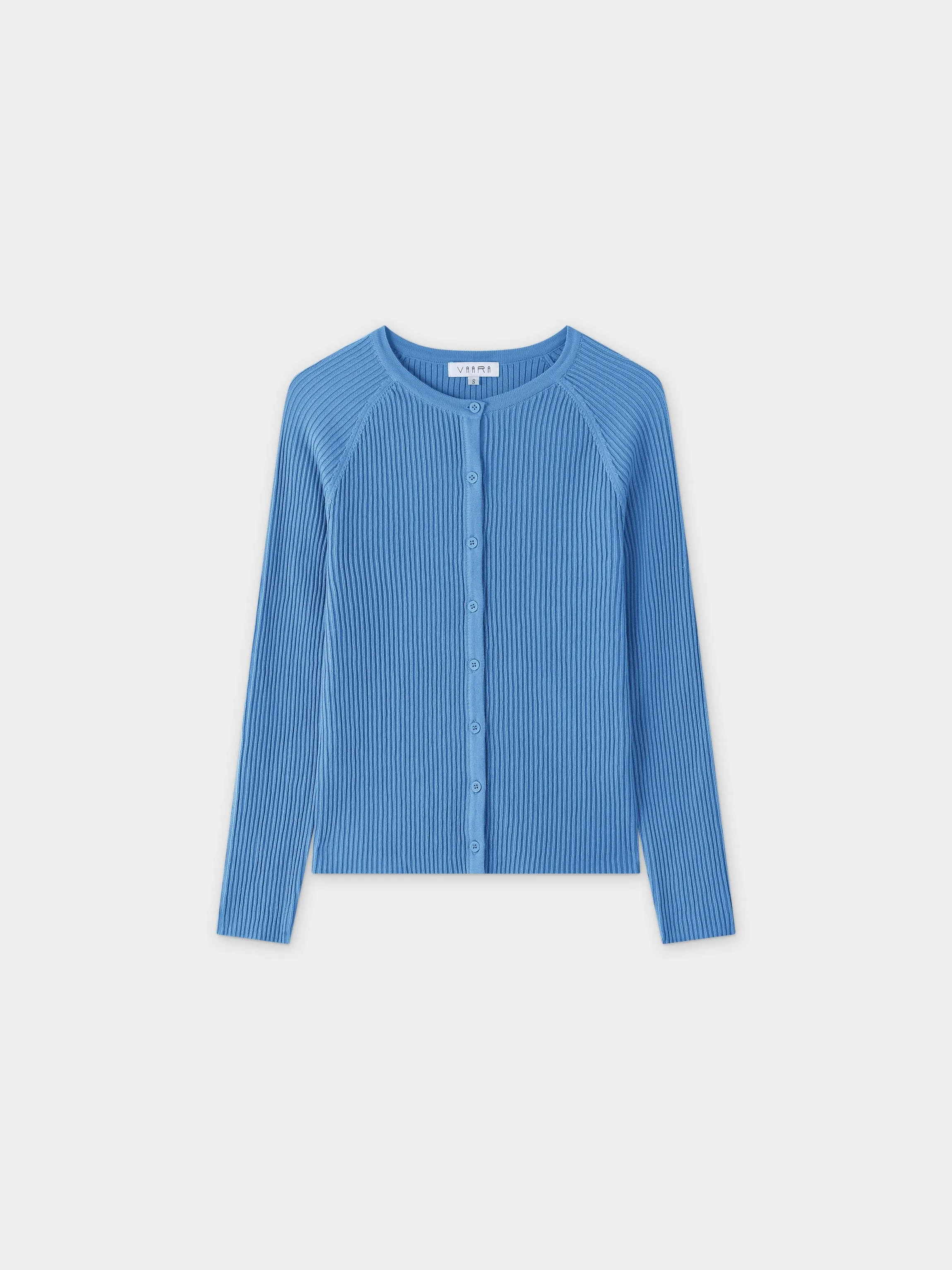 Ribbed Knit Cardigan-Blue