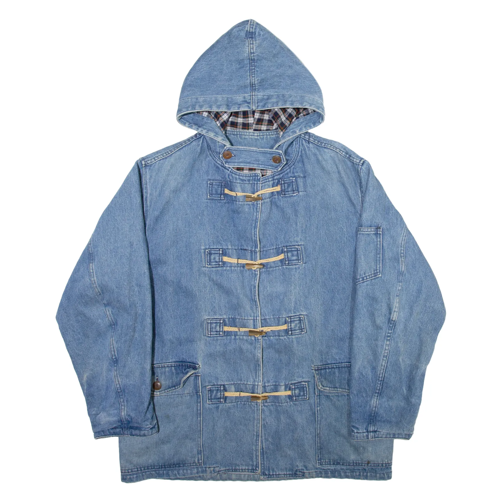 RIFLE Mens Duffle Coat Blue Hooded S