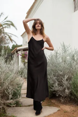 ROSE SILK SLIP DRESS NOIR